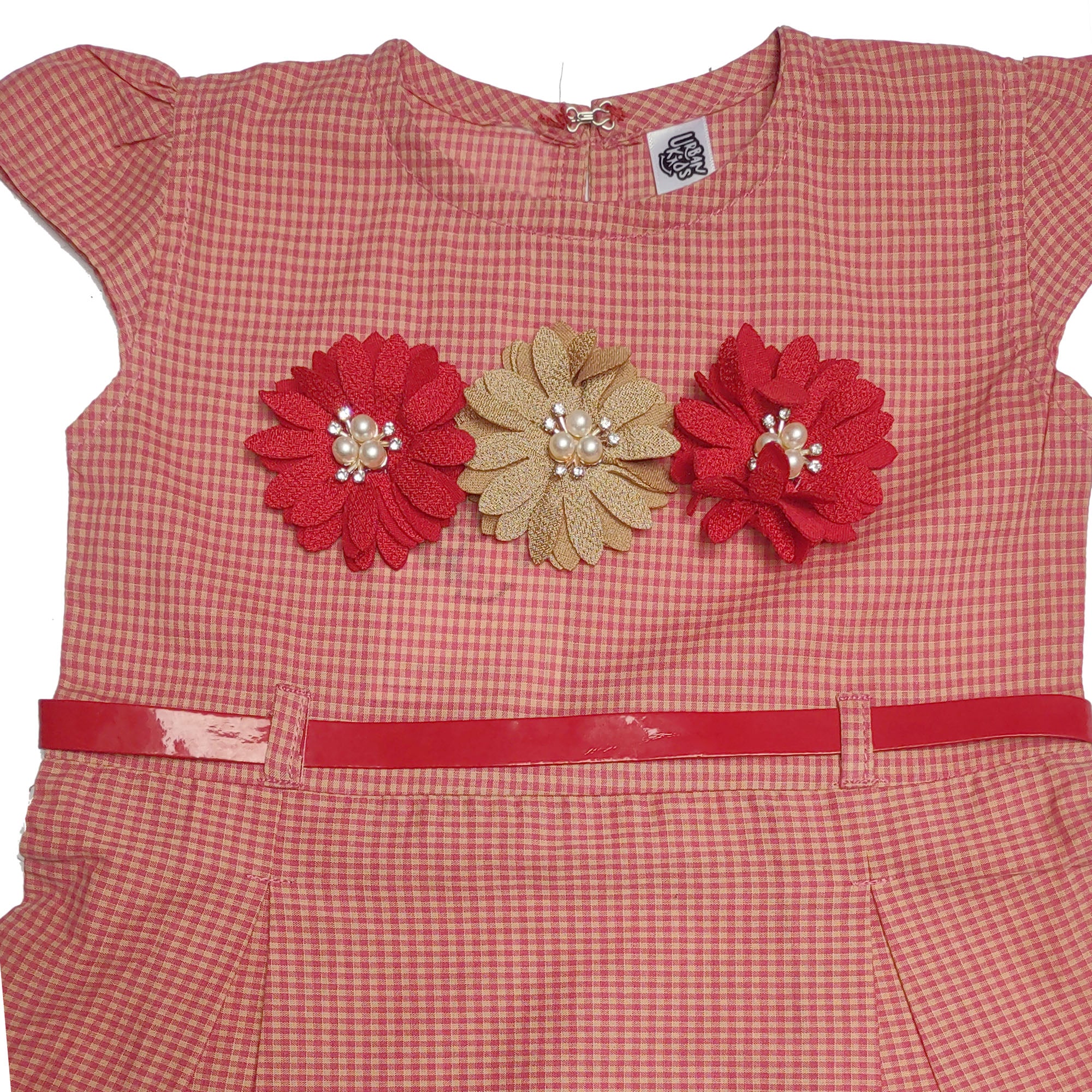 Red Girls' Frock & Trousers Set