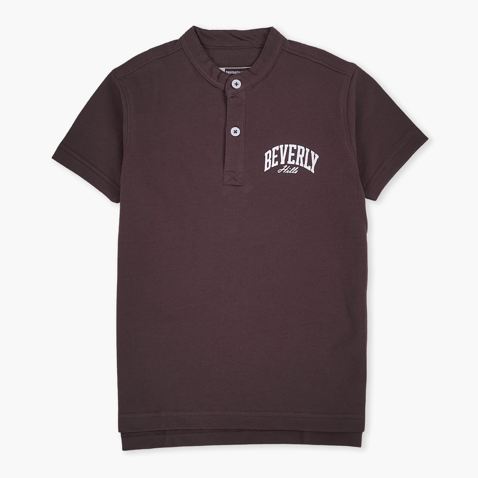 BROWN BAND NECK T-SHIRT