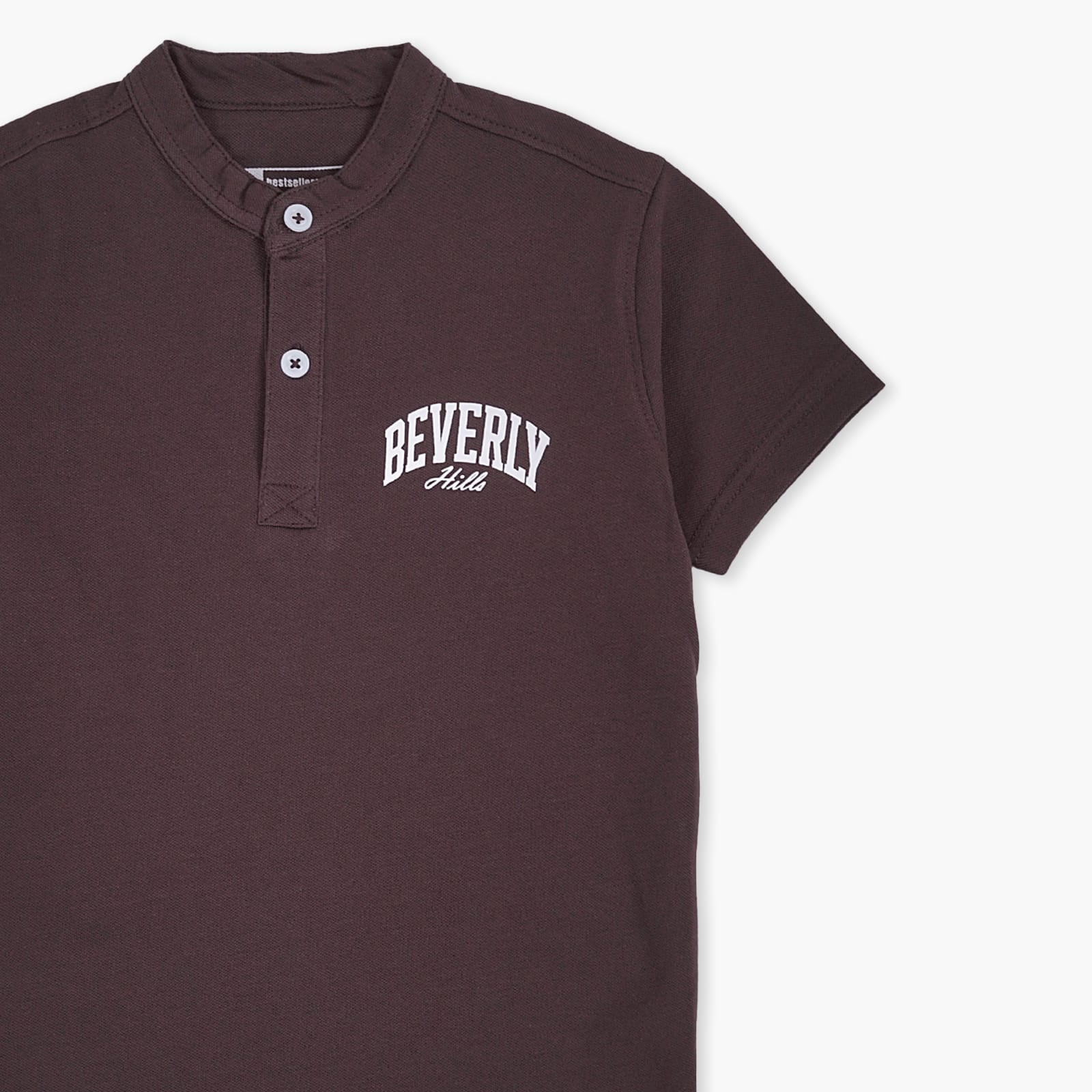 BROWN BAND NECK T-SHIRT